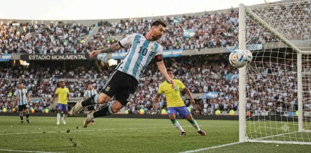 Football fan celebrating victory in stadium